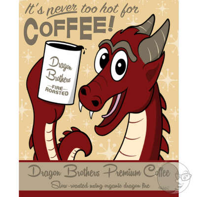 Never too hot for coffee 5x7 print