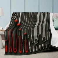 Mechanic's Tool Set Fleece Blanket | 60x80 King Throw | Garage Tool Print Throw | Automotive Enthusiasts  - Thumbnail 1