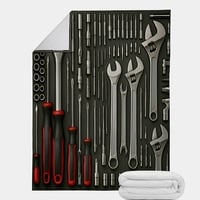 Mechanic's Tool Set Fleece Blanket | 60x80 King Throw | Garage Tool Print Throw | Automotive Enthusiasts  - Thumbnail 2