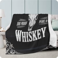 Outlaw Whiskey Longhorn Skull Blanket | Vintage Bar Sign Throw | Western Cow Skull | 60x80 Fleece Blanket - Thumbnail 1