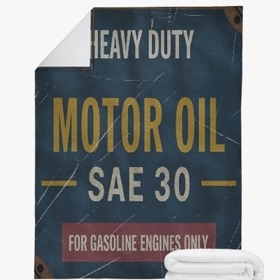 ​vintage garage sign blanket | industrial motor oil throw for man cave ​| retro oil can art blanket | mechanic 60x80
