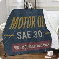 ​Vintage Garage Sign Blanket | Industrial Motor Oil Throw for Man Cave ​| Retro Oil Can Art Blanket | Mechanic 60x80 - Thumbnail 2