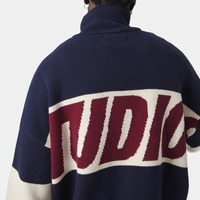 RETRO SPLICED NAVY ZIPPER KNIT - Thumbnail 2