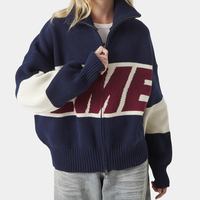 RETRO SPLICED NAVY ZIPPER KNIT - Thumbnail 3