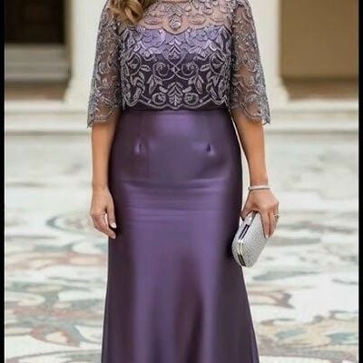 Mermaid purple appliques mother of bride/groom dress evening formal gowns 
