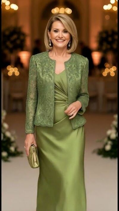 Oliver Green Sheath with Jacket Lace Mother of Bride/Groom Dress Evening Formal Gowns 