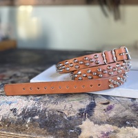 2-1-2 Short British stud belt (British tan) - Thumbnail 1