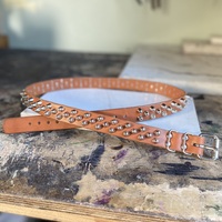 2-1-2 Short British stud belt (British tan) - Thumbnail 4