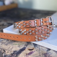 2-1-2 Short British stud belt (British tan) - Thumbnail 5