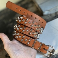 2-1-2 Short British stud belt (British tan) - Thumbnail 8