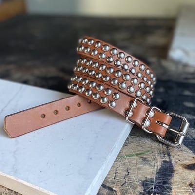 2-row medium dome-stud belt (tan or black leather)