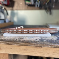 2-Row Medium dome-stud belt (tan or black leather) - Thumbnail 4