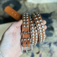 2-Row Medium dome-stud belt (tan or black leather) - Thumbnail 9