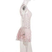 Sheer lace low-waisted cake skirt, stylish thin French-style new women's suspender dress - Thumbnail 4