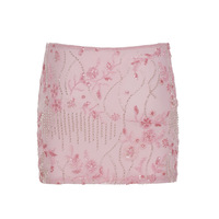 Sequined rhinestone embroidered mesh skirt, bodycon short A-line skirt - Thumbnail 4