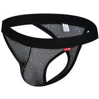 4PK Sexy men's underwear lingerie breathable mesh holes low-rise t-stings thongs MJ2005 - Thumbnail 1