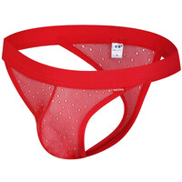 4PK Sexy men's underwear lingerie breathable mesh holes low-rise t-stings thongs MJ2005 - Thumbnail 4