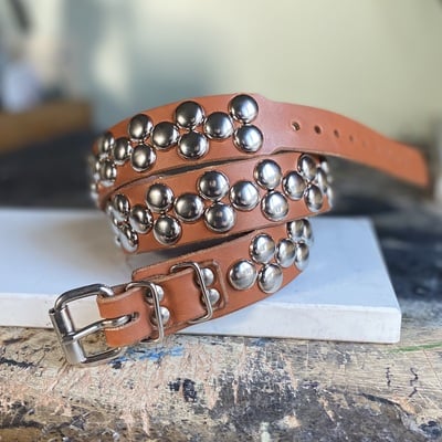 2-1-2 big dome-stud belt (black or tan leather)