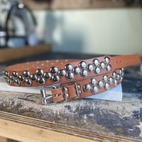 2-1-2 big dome-stud belt (black or tan leather) - Thumbnail 1