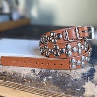 2-1-2 big dome-stud belt (black or tan leather) - Thumbnail 2