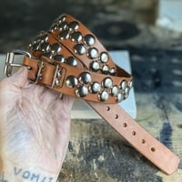 2-1-2 big dome-stud belt (black or tan leather) - Thumbnail 3