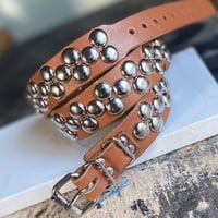 2-1-2 big dome-stud belt (black or tan leather) - Thumbnail 5