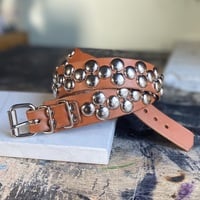 2-1-2 big dome-stud belt (black or tan leather) - Thumbnail 6