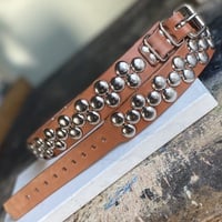 2-1-2 big dome-stud belt (black or tan leather) - Thumbnail 7