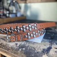 2-1-2 big dome-stud belt (black or tan leather) - Thumbnail 8