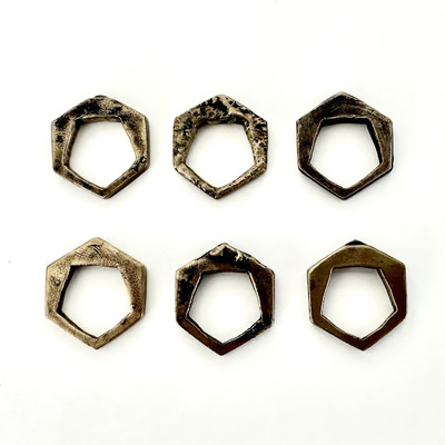 Cast bronze pent in hex ring 3
