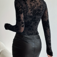 Temperament Mesh Women'S Long Sleeved T-Shirt - Thumbnail 2