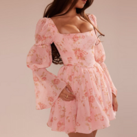 Fashion Sweet Floral Fragments Slim Women'S Long Sleeved Dress - Thumbnail 1