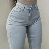 Fashion Elastic Slim Fit High Waisted Flared Jeans - Thumbnail 1