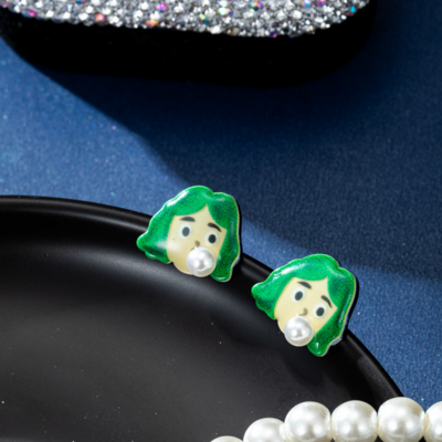 Girl blowing bubbles stud earrings