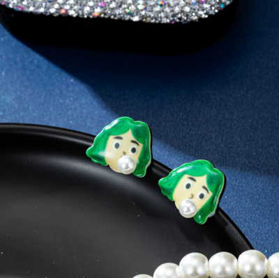 Girl Blowing Bubbles Stud Earrings