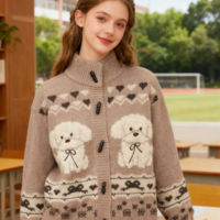 Cute Puppy Dog Pattern Cardigan - Thumbnail 1
