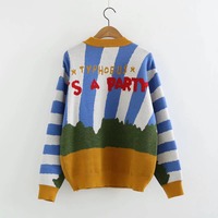 Artful Cartoon Cake Pattern Knitted Sweater - Thumbnail 2