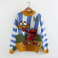 Artful Cartoon Cake Pattern Knitted Sweater - Thumbnail 1