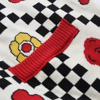 Artful Checkerboard Florwer Cardigan - Thumbnail 4