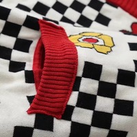 Artful Checkerboard Florwer Cardigan - Thumbnail 5