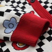 Artful Checkerboard Florwer Cardigan - Thumbnail 6