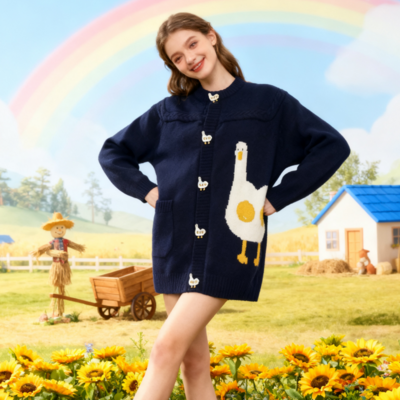 Cute duck navy color cardigan