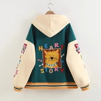 Kawaii Cartoon Embroidered Hoodie Jacket - Thumbnail 3