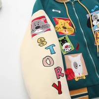 Kawaii Cartoon Embroidered Hoodie Jacket - Thumbnail 7