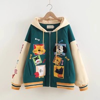 Kawaii Cartoon Embroidered Hoodie Jacket - Thumbnail 2