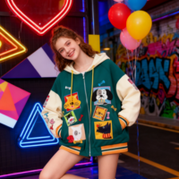 Kawaii Cartoon Embroidered Hoodie Jacket - Thumbnail 1
