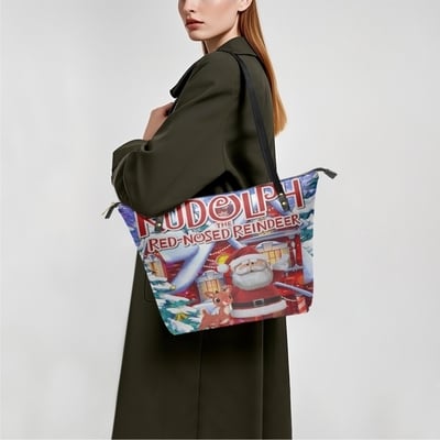 Festive leather rudolph and santa claus shoulder bag | christmas movie carryall | free ship