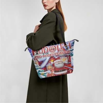 Festive Leather Rudolph and Santa Claus Shoulder Bag | Christmas Movie Carryall | Free Ship