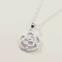 Sterling Silver Rose of Love CZ Necklace - FINAL SALE - Thumbnail 1