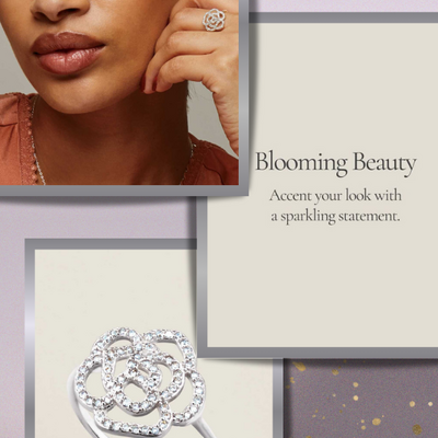 Sterling silver rose of love cz ring - final sale - Thumbnail 1